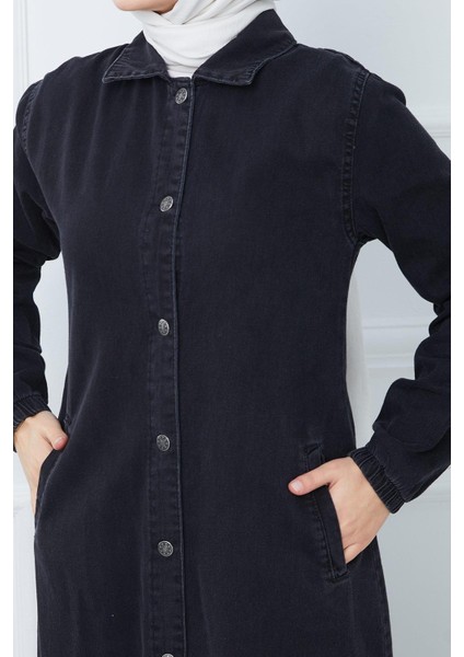 Düğmeli Kot Kap Siyah HM2345 indirimleri