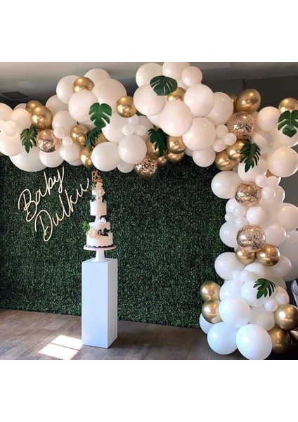 Lijieyabeyaz Altın Partisi Tema Balon Garland Set Doğum Günü Düğün Dekorasyon Balon Seti (Yurt Dışından)