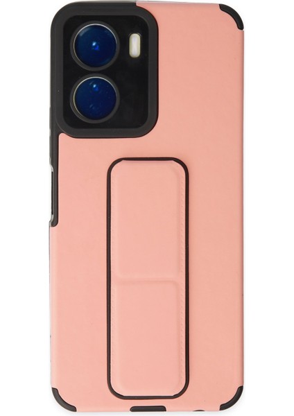 Vivo Y16 Kılıf Mega Standlı Silikon - Pudra 300099