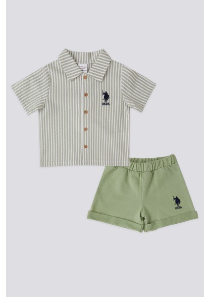 Lisanslı Şort Shirt Yeşil Erkek Bebek Takımı