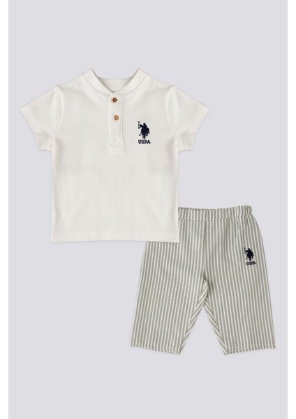Lisanslı Striped Pants Krem Erkek Bebek Takımı