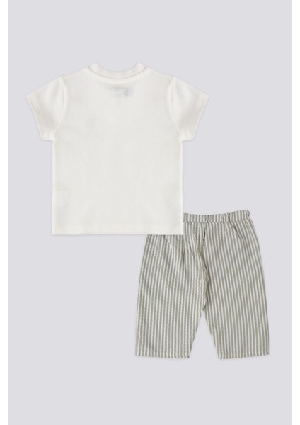 Lisanslı Striped Pants Krem Erkek Bebek Takımı modelleri