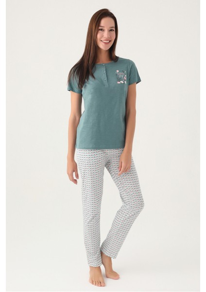 Today Yeşil Kadın Kısa Kol Pijama Takımı fiyatları