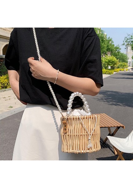 Dokuma Çanta Büyük Inci Zincir I Büyük Omuz Çantaları 16X16X14CM (Yurt Dışından)