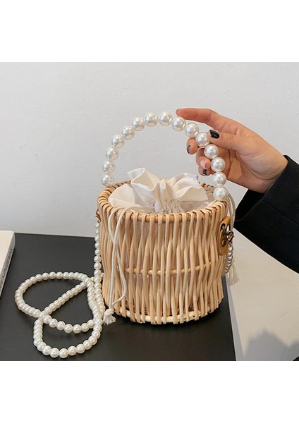Dokuma Çanta Büyük Inci Zincir I Büyük Omuz Çantaları 16X16X14CM (Yurt Dışından)