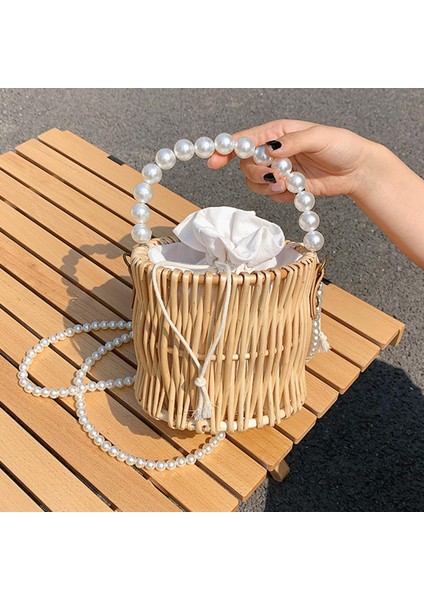 Dokuma Çanta Büyük Inci Zincir I Büyük Omuz Çantaları 16X16X14CM (Yurt Dışından)