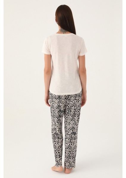 Sesling Bej Kadın Kısa Kol Pijama Takımı indirimleri