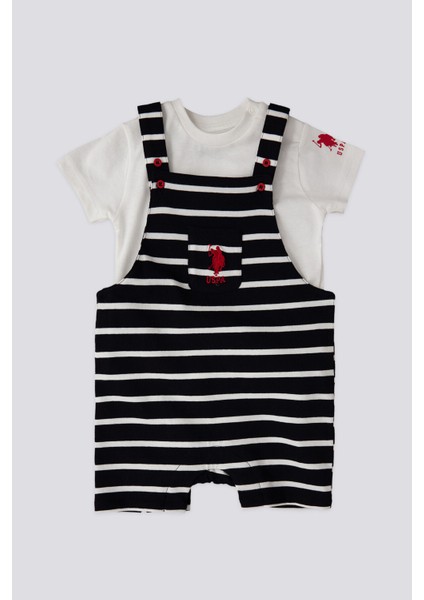 Lisanslı Striped Overalls Lacivert Erkek Bebek Takımı