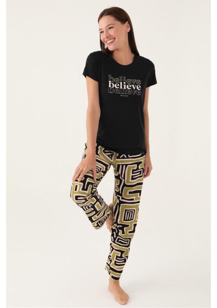 Believe Siyah Kadın Kısa Kol Pijama Takımı fiyatları