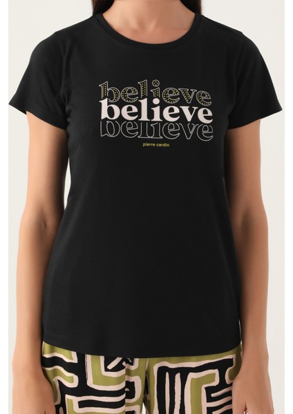 Believe Siyah Kadın Kısa Kol Pijama Takımı fırsatları