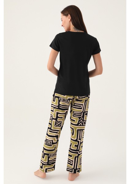 Believe Siyah Kadın Kısa Kol Pijama Takımı indirimleri
