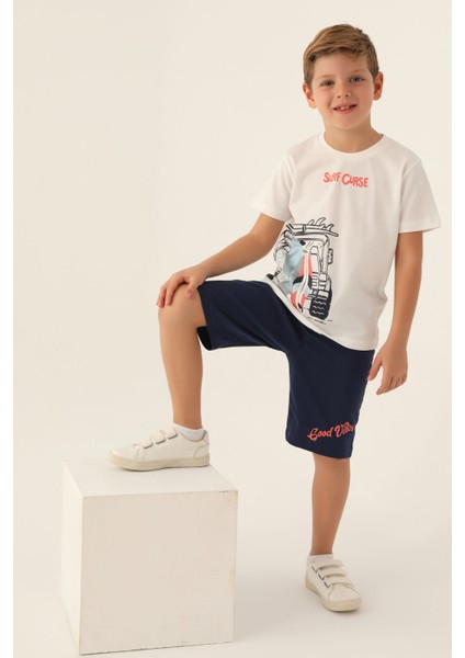 Surf Krem Erkek Çocuk Bermuda Takım modelleri