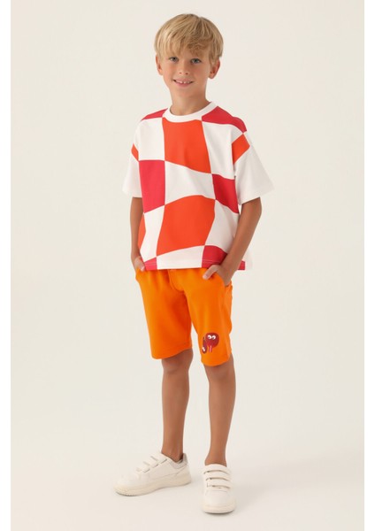 Geometic Turuncu Erkek Çocuk Bermuda Takım fiyatları