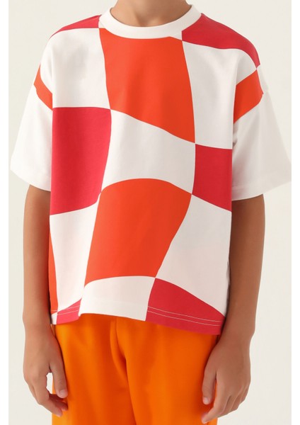 Geometic Turuncu Erkek Çocuk Bermuda Takım fırsatları