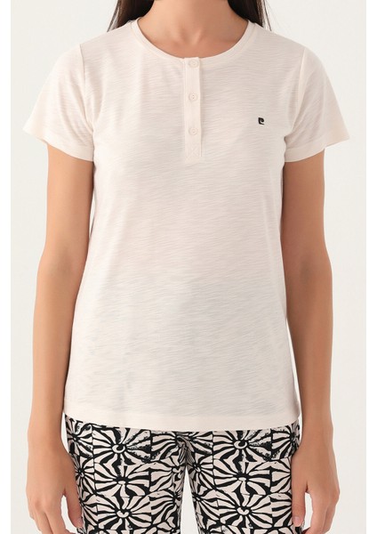 Buttoned Bej Kadın Kısa Kol Pijama Takımı