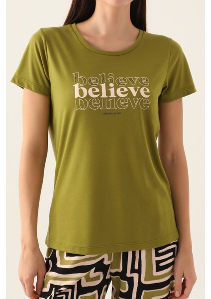 Believe Yeşil Kadın Kısa Kol Pijama Takımı fırsatları