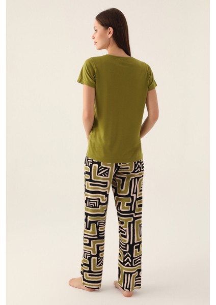 Believe Yeşil Kadın Kısa Kol Pijama Takımı indirimleri