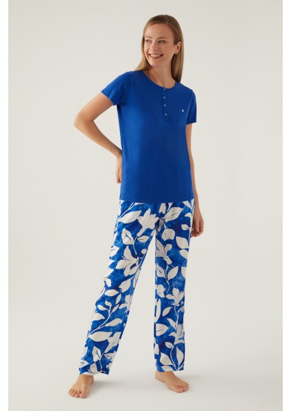 Arm Koyu Mavi Kadın Kısa Kol Pijama Takımı