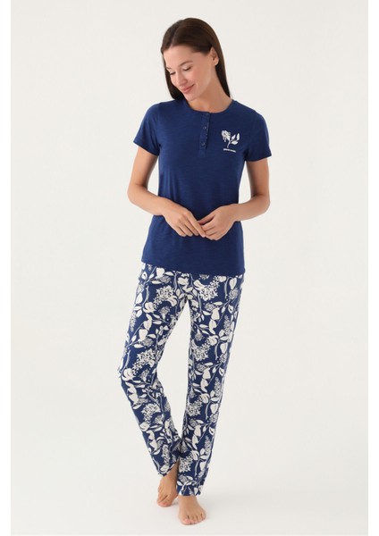 Branch Lacivert Kadın Kısa Kol Pijama Takımı fiyatları