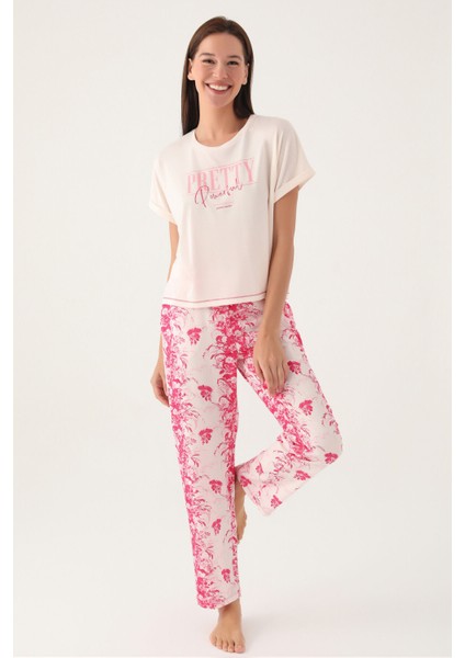 Strong Krem Kadın Kısa Kol Pijama Takımı fiyatları