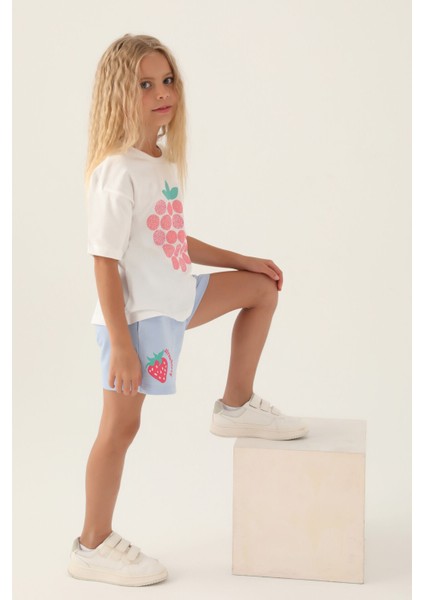 Strawberry Krem Kız Çocuk Şort Takım modelleri