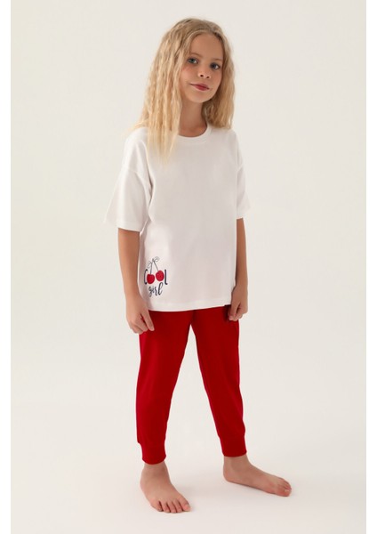 Cool Girl Krem Kız Çocuk Pijama Takımı