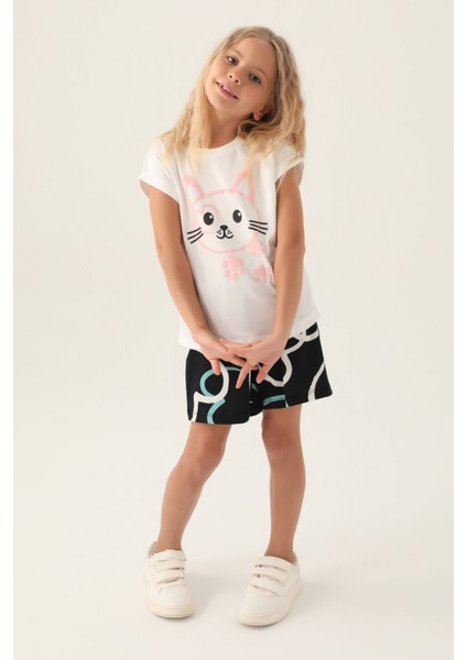 Cat Krem Kız Çocuk Şort Takım modelleri