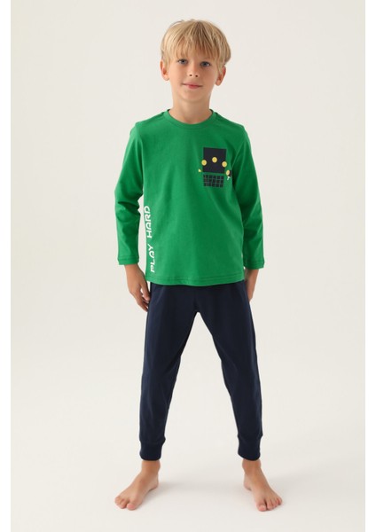 Play Hard Yeşil Erkek Çocuk Pijama Takımı modelleri