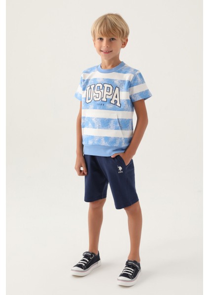 Lisanslı Kangaroo Pocket Indigo Erkek Çocuk Bermuda Takım