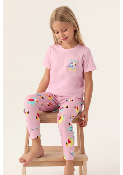 Jungle Mor Kız Çocuk Pijama Takımı modelleri