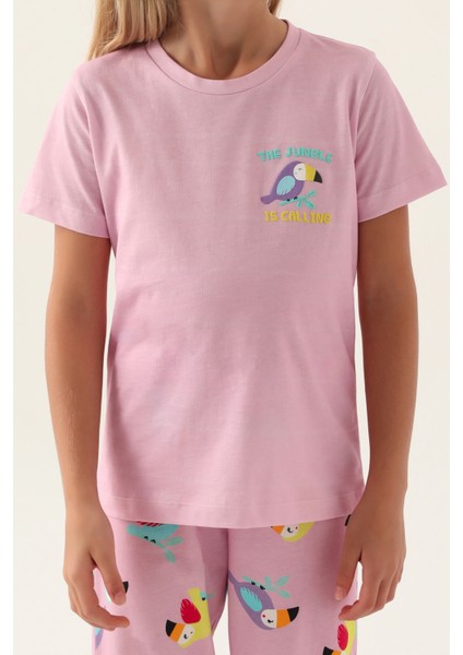 Jungle Mor Kız Çocuk Pijama Takımı fırsatları