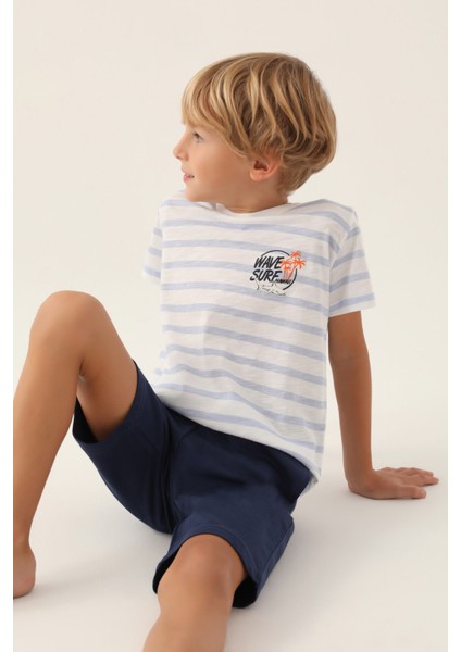 Wave Surf Mavi Erkek Çocuk Bermuda Takım