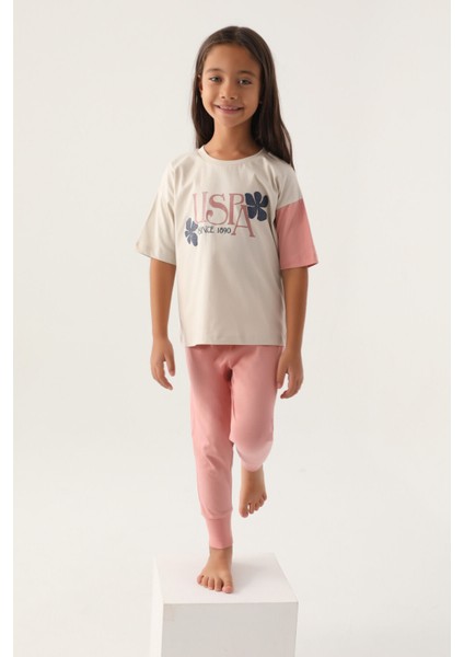 Lisanslı Rose Bej Kız Çocuk Pijama Takımı modelleri