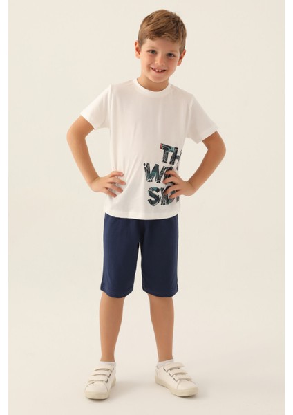 The Wild Side Krem Erkek Çocuk Bermuda Takım