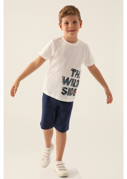 The Wild Side Krem Erkek Çocuk Bermuda Takım modelleri