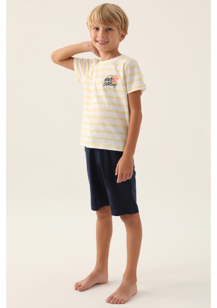 Wave Surf Krem Erkek Çocuk Bermuda Takım