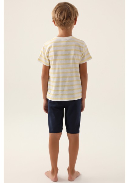 Wave Surf Krem Erkek Çocuk Bermuda Takım