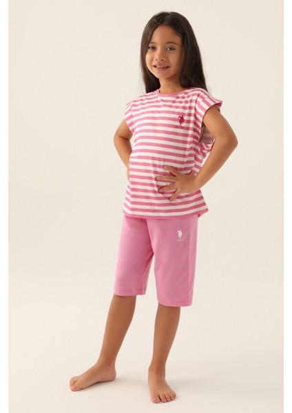 Lisanslı Basic Mor Kız Çocuk Kapri Takım