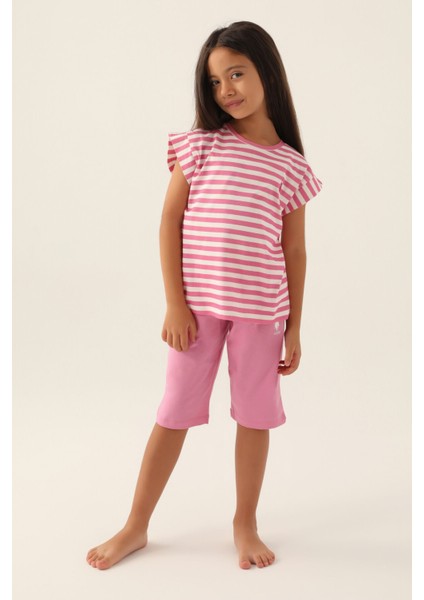 Lisanslı Basic Mor Kız Çocuk Kapri Takım modelleri