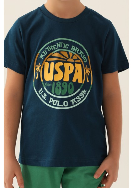Lisanslı Crew Neck Lacivert Erkek Çocuk Bermuda Takım