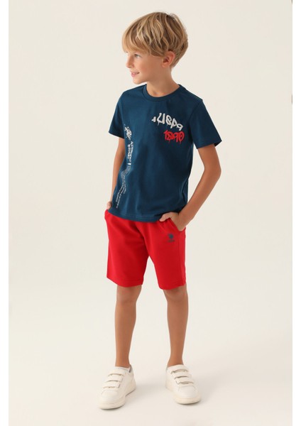 Lisanslı Clothing Lacivert Erkek Çocuk Bermuda Takım