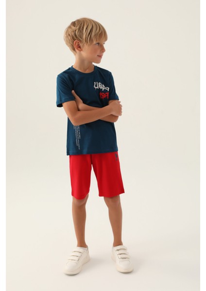Lisanslı Clothing Lacivert Erkek Çocuk Bermuda Takım