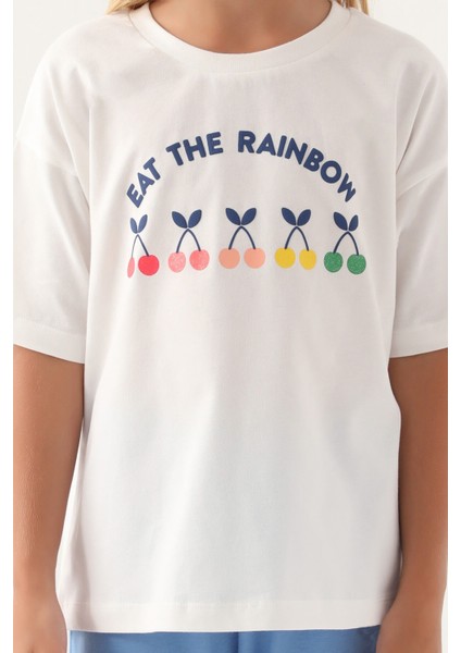 Eat The Rainbow Krem Kız Çocuk Kapri Takım