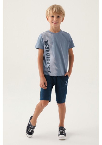 Lisanslı Written Lacivert Erkek Çocuk Bermuda Takım