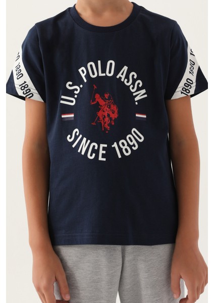 U.S. Polo Assn. Lisanslı Three Colors Lacivert Erkek Çocuk Bermuda Takım