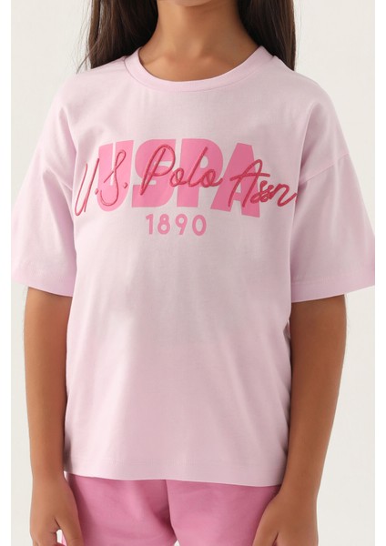 Lisanslı Oversized Mor Kız Çocuk Şort Takım fırsatları