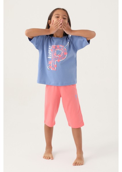Lisanslı Baton Açık Indigo Kız Çocuk Kapri Takım fiyatları