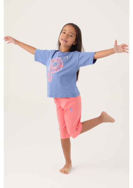 Lisanslı Baton Açık Indigo Kız Çocuk Kapri Takım modelleri