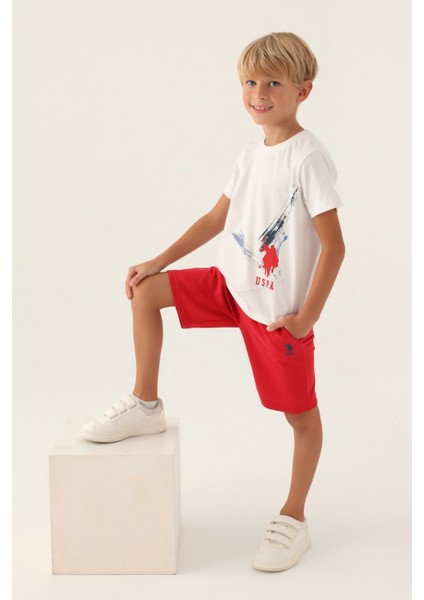 Lisanslı With Emblem Krem Erkek Çocuk Bermuda Takım modelleri