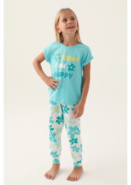 Today Turkuaz Kız Çocuk Pijama Takımı